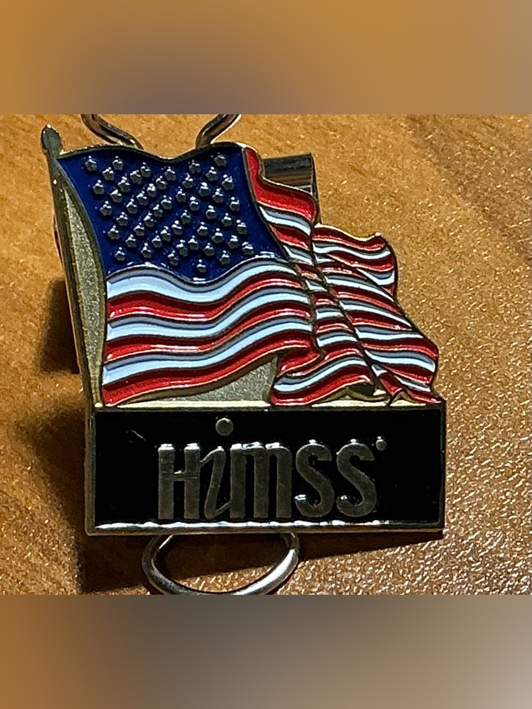 Himss Collectible Enamel LapelCap Pin Patriotic Waving American Flag Rare